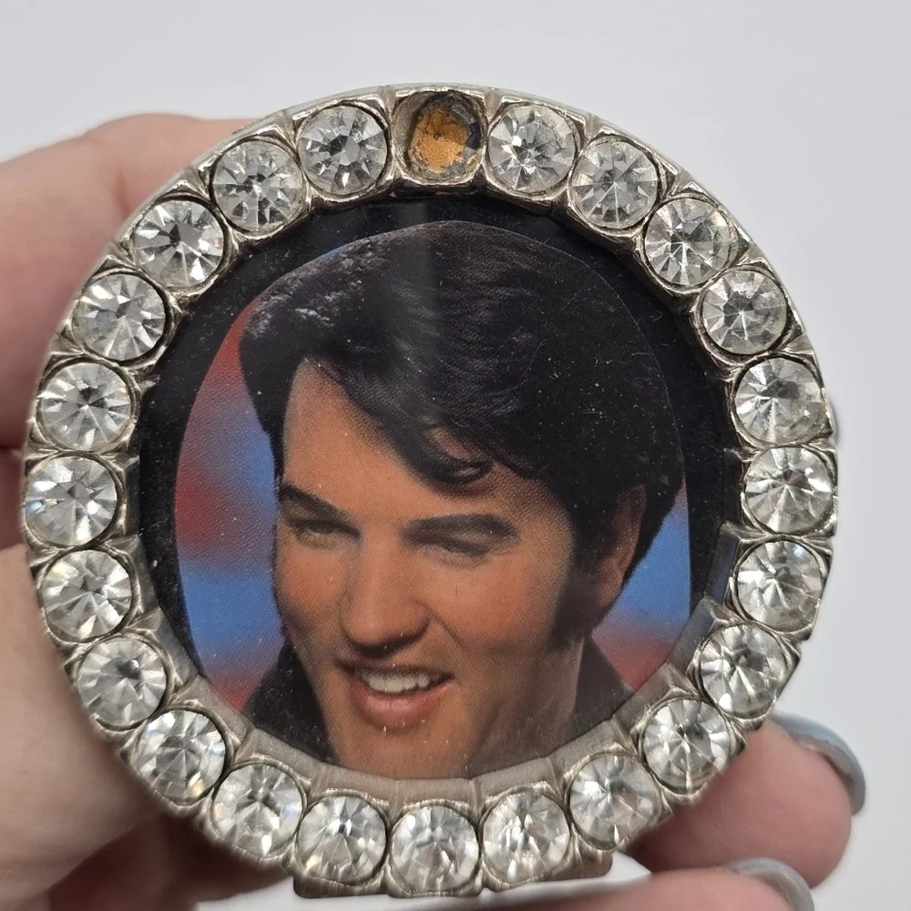 Vintage Elvis Presley Mini Frame Photo Jeweled Embellished 2 1/4